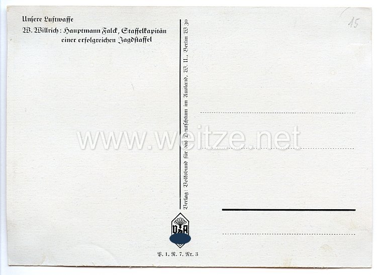 Luftwaffe - Originalunterschrift von Ritterkreuzträger Major Wolfgang Falck Bild 2
