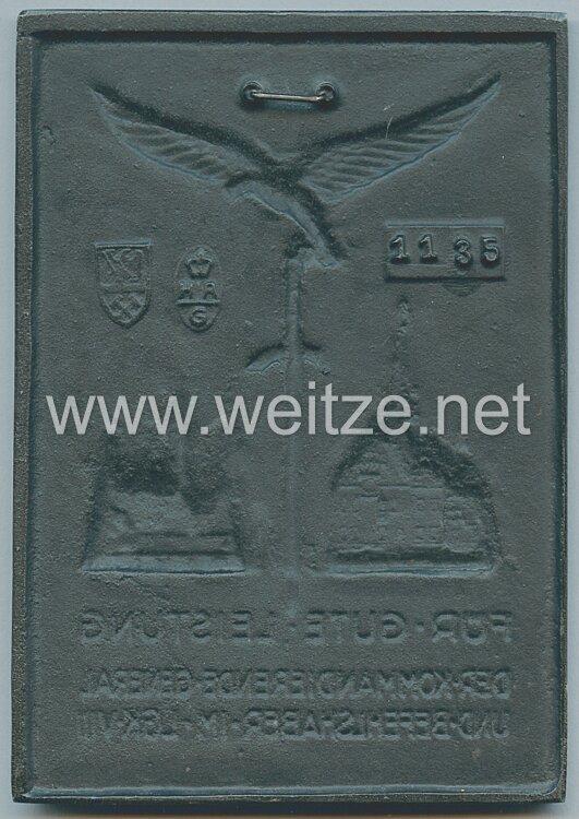 Luftwaffe nichttragbarer Ehrenschild "Für gute Leistung - Der Kommandierende General und Befehlshaber im Luftgau Kommando VIII Breslau Krakau" Bild 2