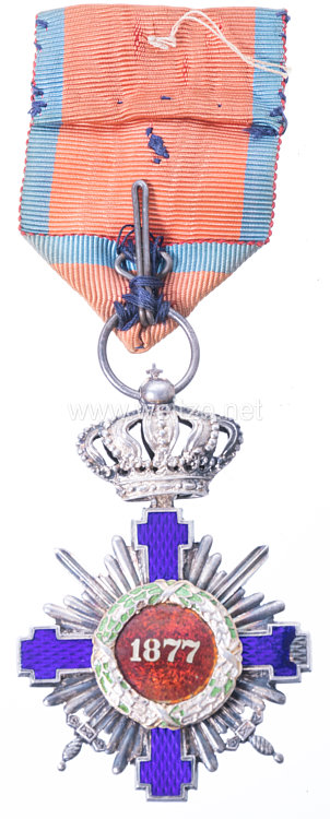 Königreich Rumänien : Orden vom Stern Rumäniens 1. Modell 1877-1932, Offizierskreuz mit Schwertern Bild 2