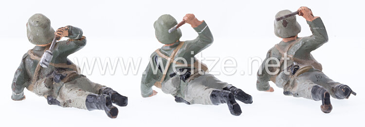 Lineol - Heer 3 Soldaten liegend Handgranaten werfend Bild 2