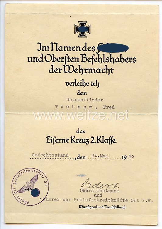 Luftwaffe - Urkundengruppe für einen späteren Oberfeldwebel der 2./Kampfgruppe z.b.V.600 Bild 2