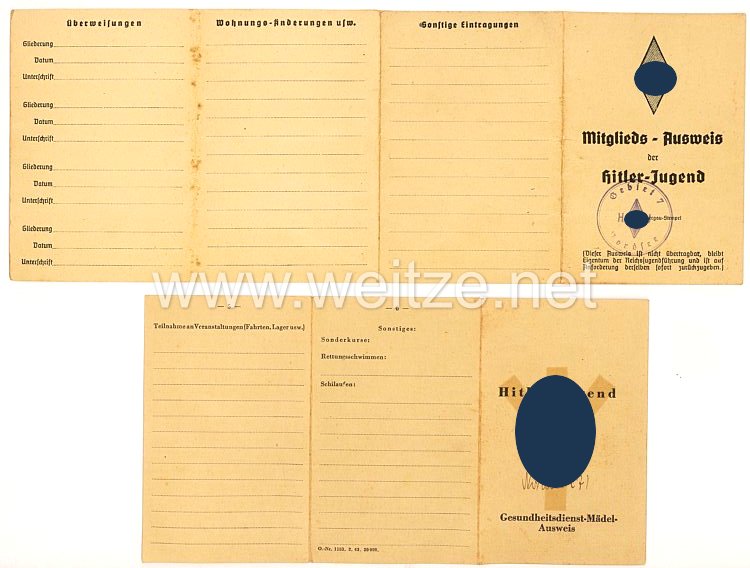 HJ Gebiet Nordsee ( 7 ) - Dokumentenpaar für ein Mädel des Jahrgangs 1927 aus Papenburg Bild 2