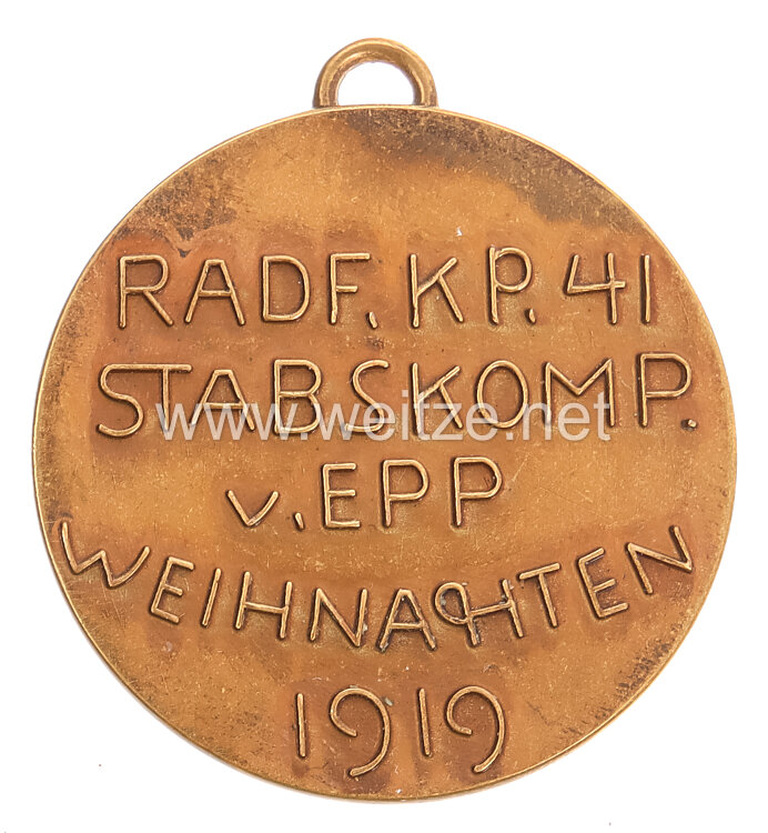 Bayrisches Schützenkorps / Freikorps v. Epp Erinnerungsmedaille der Radfahr-Komp. 41 Stabskompanie v. Epp Weihnachten  (ehemals Bayerisches Schützenkorps) 1919 Bild 2