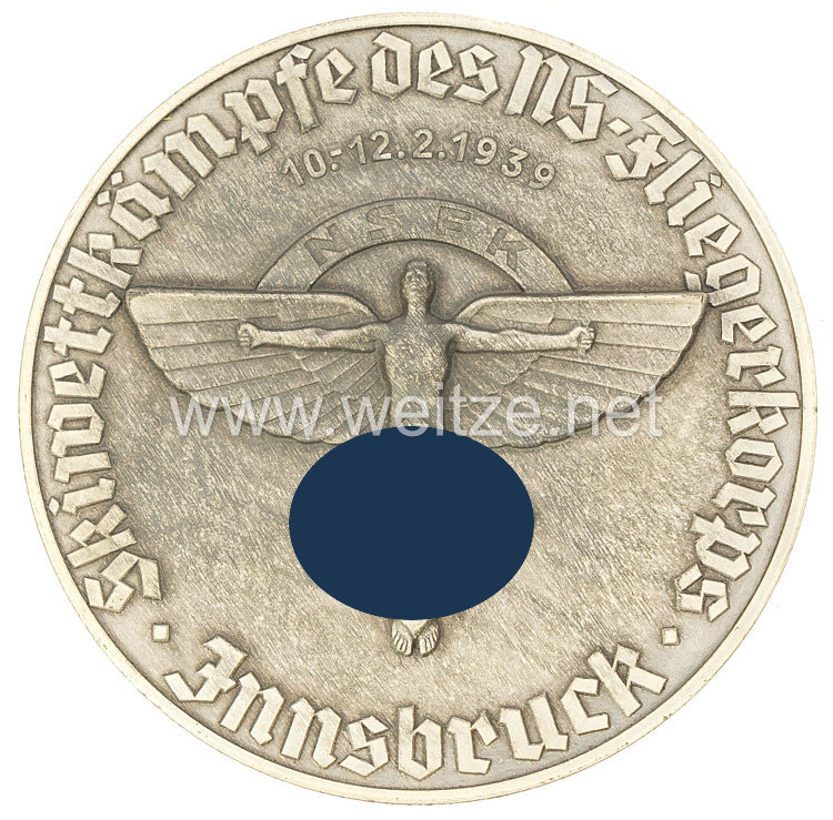 NSFK silberne Plakette "Skiwettkämpfe des NS-Fliegerkorps Innsbruck 10.-12.2.1939" Bild 2
