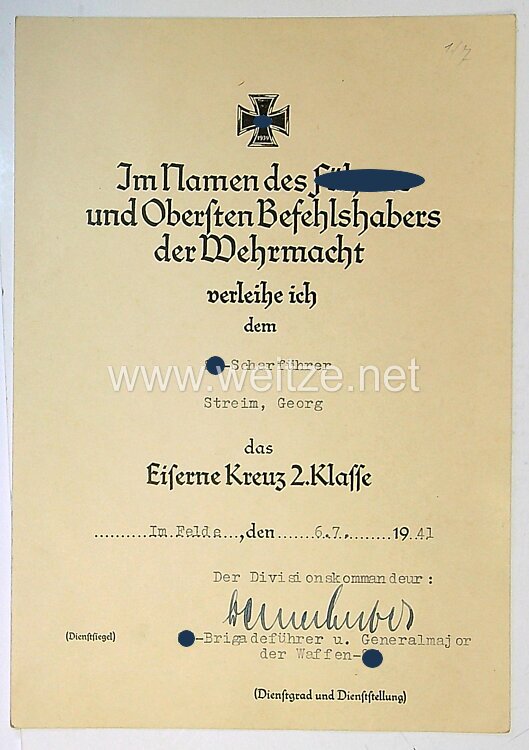 Urkundengruppe eines SS - Untersturmführer der Reserve / SS Inf. Reg. 7 Bild 2