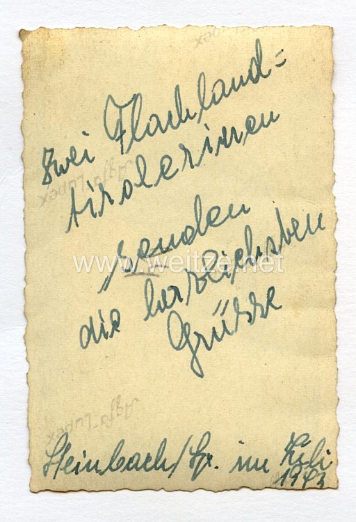 III. Reich Foto, 2 Tirolerin in Trachten senden Ihre Grüße, Steinbach im July 1943 Bild 2