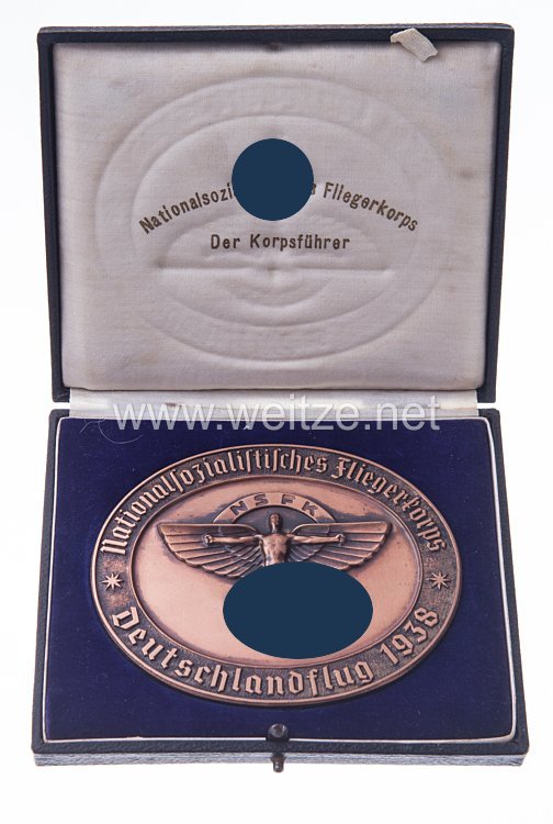 NSFK Bronzene Teilnehmerplakette "Nationalsozialistisches Fliegerkorps - Deutschlandflug 1938" Bild 2