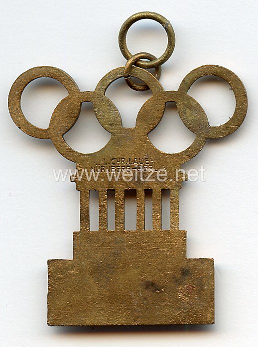 XI. Olympischen Spiele 1936 Berlin - Offizielles Teilnehmerabzeichen eines Angehörigen des Stabes der Oberleitung Bild 2
