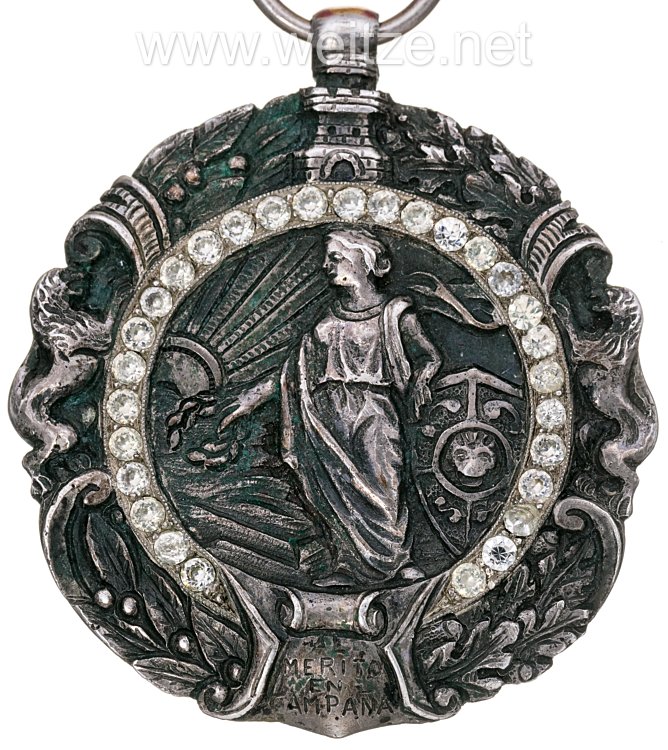 Spanischer Bürgerkrieg 1936-39, große silberne Tapferkeitsmedaille "Medalla Militar Individual" mit Brillanten aus dem Besitz von General Hellmuth Volkmann Bild 2