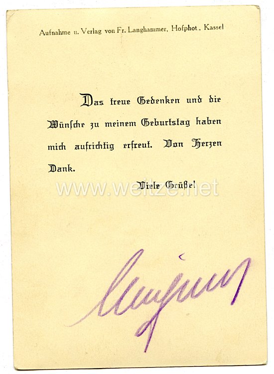 III. Reich Dankeskarte Wilhelms von Preußen Bild 2