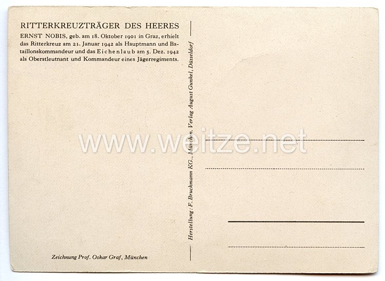Heer - Originalunterschrift von Ritterkreuzträger Oberst Ernst Nobis Bild 2