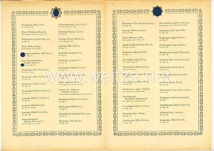 Verleihungsliste für das Deutsche Kreuz in Gold - Mai 1944 Bild 2