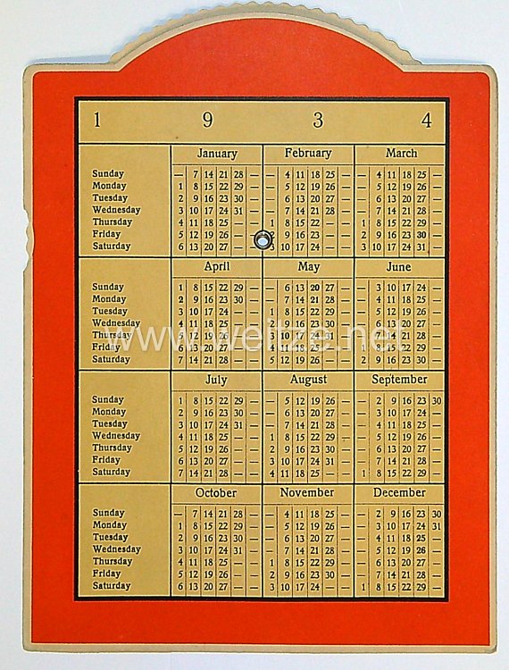 3. Reich Jahreskalender von 1934 mit Drehscheibe  Bild 2