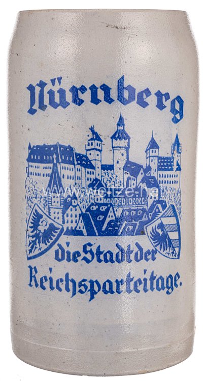 III. Reich - " Nürnberg die Stadt der Reichsparteitage " - Bierkrug 1 Liter Bild 2