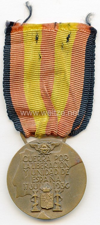 Italien Medaille für Kriegsfreiwillige im Spanischen Bürgerkrieg für die Befreiung Spaniens "Guerra por la Liberation y Unidad de Espana 17. Julio 1936" Bild 2