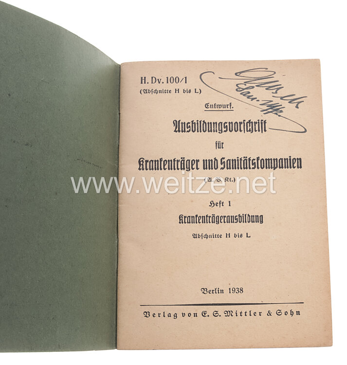 H.Dv. 100/1 Entwurf Ausbildungsvorschrift für Krankenträger und Sanitätskompanien, Bild 2