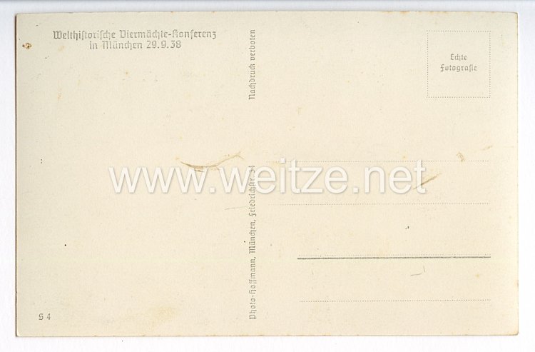 III. Reich - Propaganda-Postkarte - " Adolf Hitler und das Sudetenland - Welthistorische Viermächte-Konferenz in München 29.9.38 " Bild 2