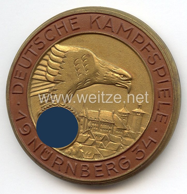 III. Reich - nichttragbare Erinnerungsplakette - " Deutsche Kampfspiele Nürnberg 1934 " Bild 2