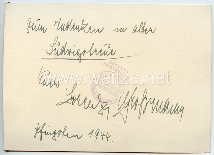 Heer - Originalunterschrift vom Deutschen Kreuz in Gold Träger Oberleutnant d.R. Lorenz Großmann Bild 2