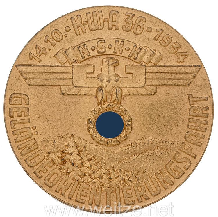 NSKK - nichttragbare Teilnehmerplakette - " NSKK Geländeorientierungsfahrt 14.10.1934 NSKK K-W-A 36 " Bild 2
