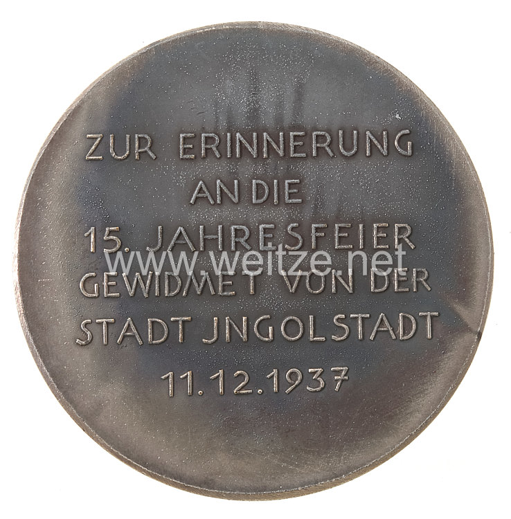 NSDAP große nichttragbare Erinnerungsplakette "15 Jahre Kampf um Ingolstadt - Dem Alten Kämpfer" Bild 2
