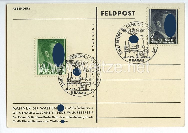 SS - Propaganda-Postkarte - " Männer der Waffen-SS - LMG-Schütze " Bild 2