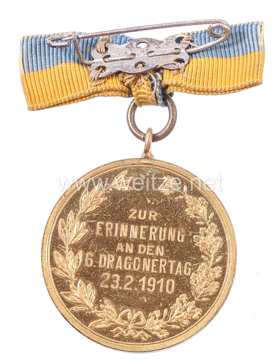 Preußen tragbare Medaille "Verein Ehemaliger Kameraden 1. Garde-Dragoner Königin Viktoria von Grossbrit. und Irland - Zur Erinnerung an den 6. Dragonertag 1910" Bild 2