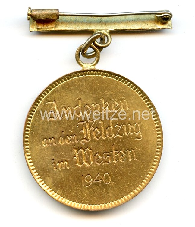 Wehrmacht Souvenir-Anhänger den Feldzug im Westen 1940 (436354) -  Décoration de l armée, Wehrmacht - Antiquités Militaires