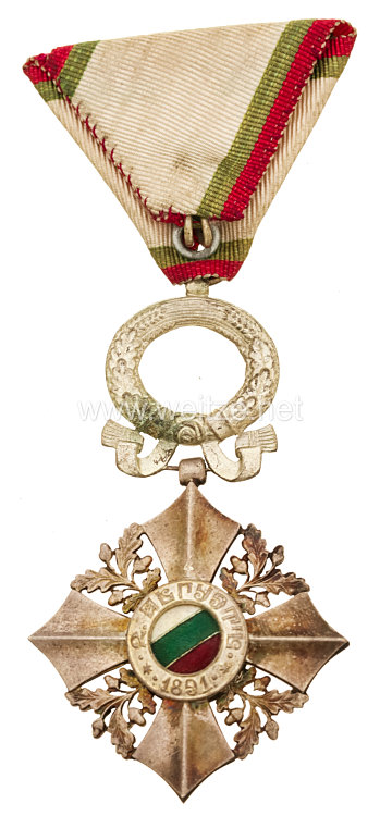 Bulgarien Zivilverdienst-Orden 1944-1946 6. Stufe Silbernes Verdienstkreuz mit Eichenlaubkranz Bild 2