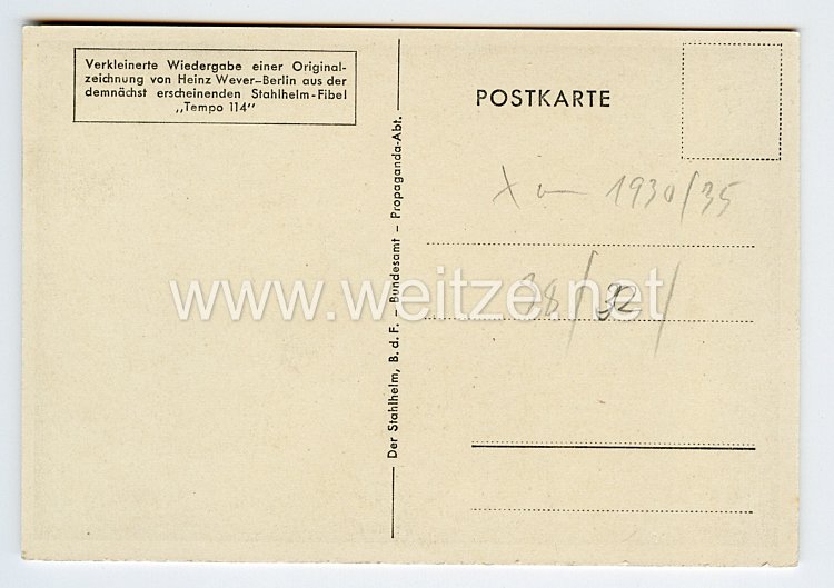 Weimarer Republik Postkarte "Der Stahlhelm marschiert ! Er marschiert unbeirrbar auf die Freiheit los." Franz Seldte Bild 2