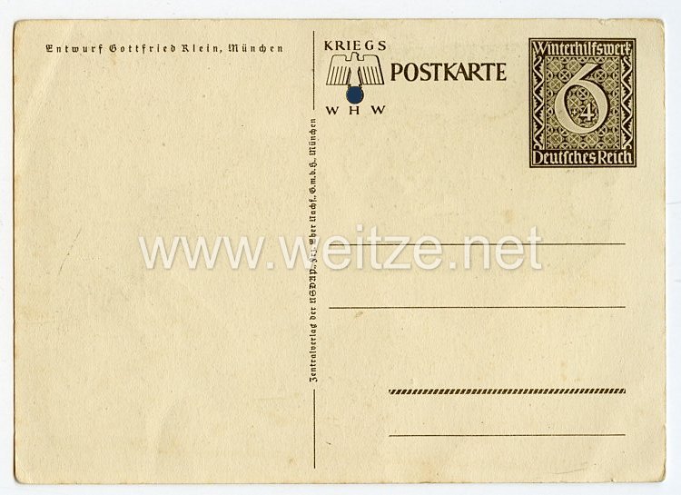 III. Reich - farbige Propaganda-Postkarte - " Danzig ist Deutsch - Kriegs-WHW " Bild 2