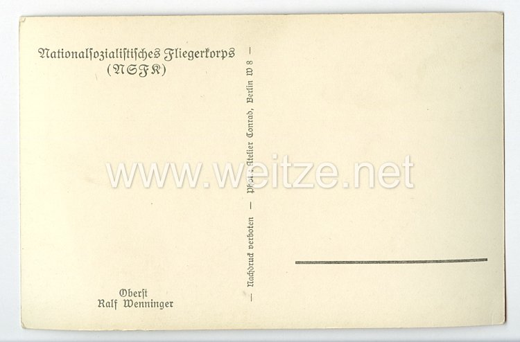 Fliegerei 1. Weltkrieg - Deutsche Fliegerhelden und Pour le Merite Träger - " Oberst Ralf Wenninger " Bild 2