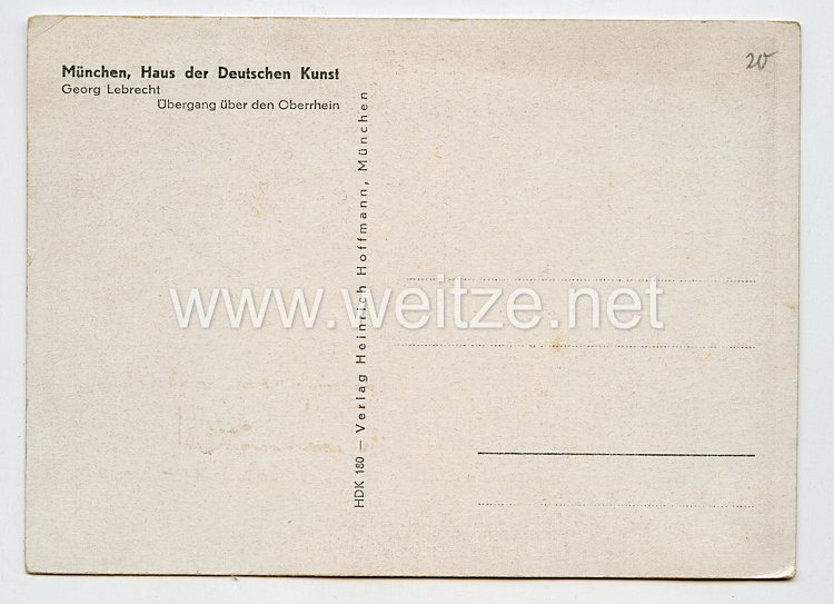 III. Reich - Propaganda-Postkarte - " Georg Lebrecht - Übergang über den Oberrhein " Bild 2