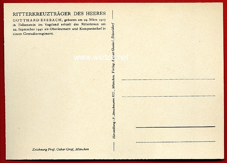 Heer - Propaganda-Postkarte von Ritterkreuzträger Gotthard Essbach Bild 2
