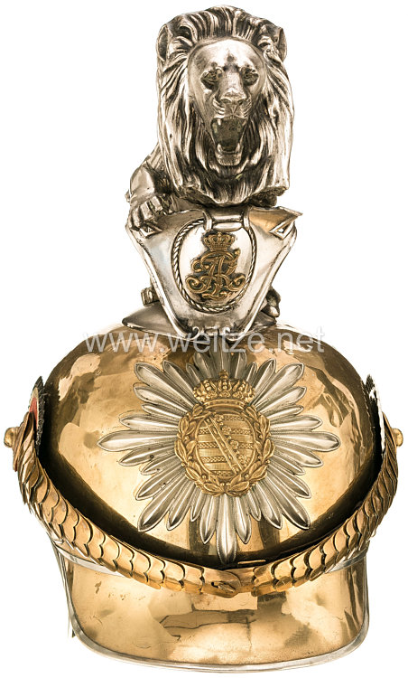 Sachsen Helm für einen Fähnrich im Garde-Reiter-Regiment Bild 2