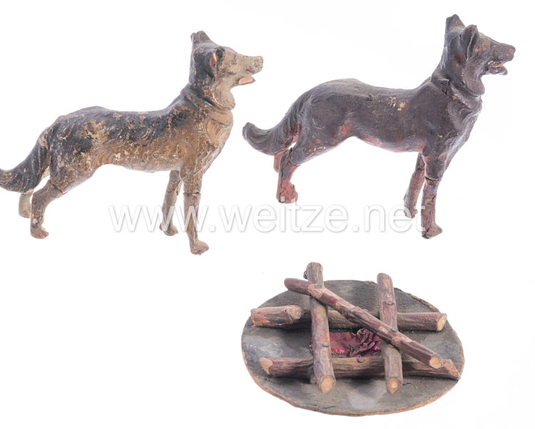 Lineol - 1. Weltkrieg 2 Hunde und 1 Lagerfeuer Bild 2