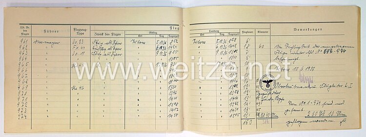 Luftwaffe - 3 Flugbücher für einen Fluglehrer von 1934-1935 Bild 2