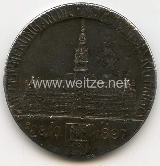 Hamburg nicht tragbare Medaille "Zur Erinnerung an die Einweihung des Kaihauses 26. 10. 1897 - Freie und Hansestadt Hamburg 1917" Bild 2