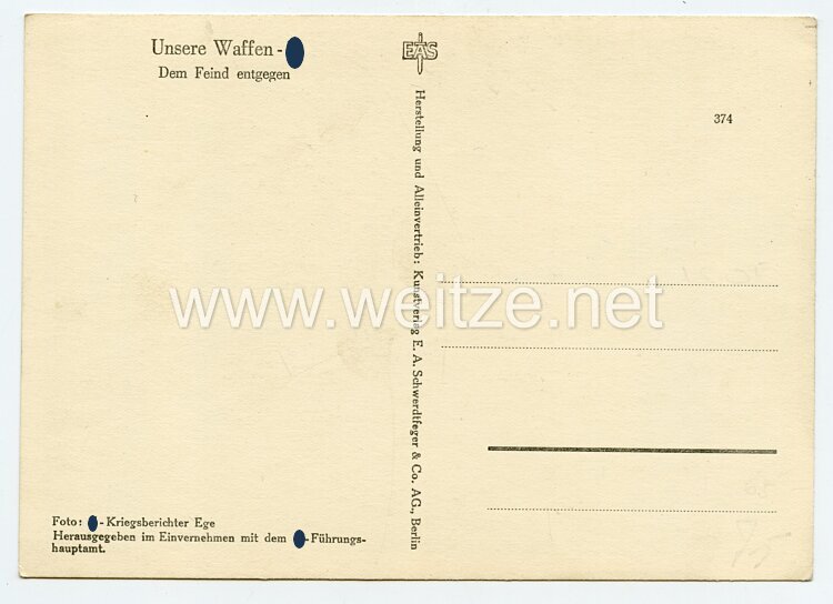 Waffen-SS - Propaganda-Postkarte - " Unsere Waffen-SS " - Dem Feind entgegen Bild 2