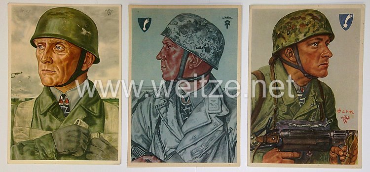 Luftwaffe - Willrich farbige Propaganda-Postkartenserie - " Unsere Luftlandetruppen " Bild 2