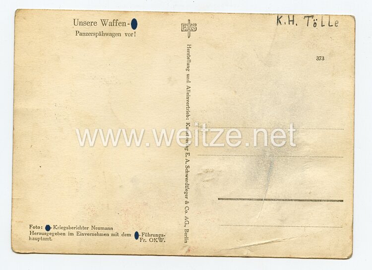 Waffen-SS - Propaganda-Postkarte - " Unsere Waffen-SS " - Panzerspähwagen vor ! Bild 2