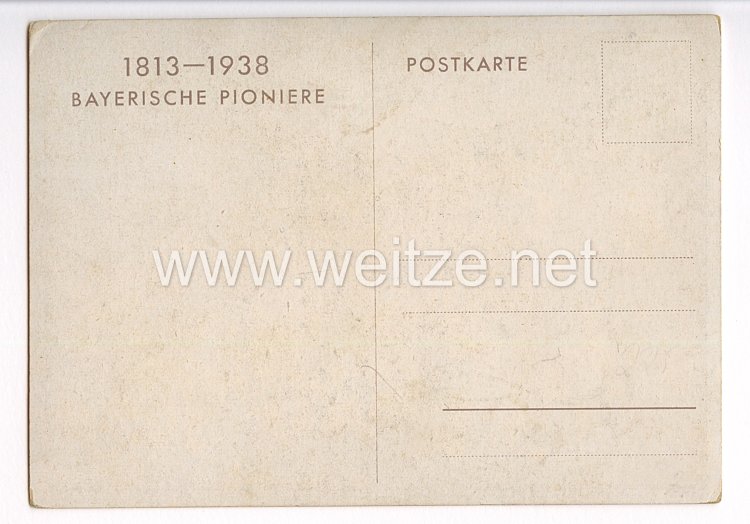 III. Reich - farbige Propaganda-Postkarte - " 125 Jahre Bayr. Pioniere - 1813-1938 Bayerische Pioniere " Bild 2