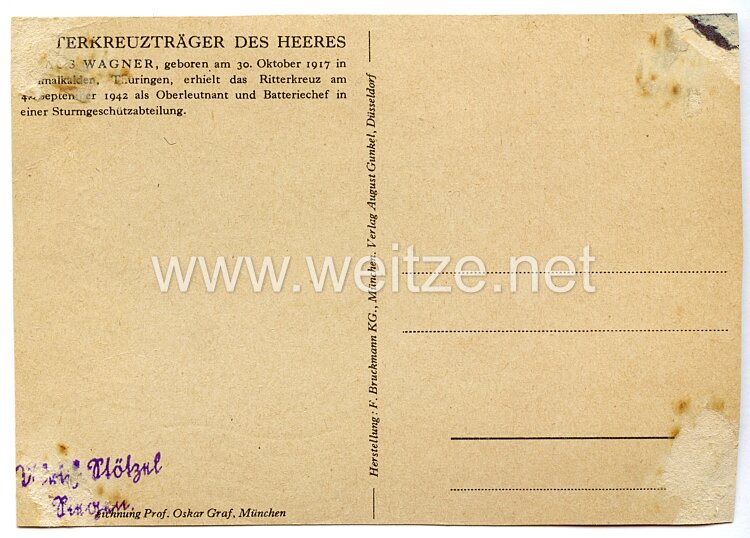 Heer - Originalunterschrift von Ritterkreuzträger Hauptmann Hans-Joachim Wagner Bild 2
