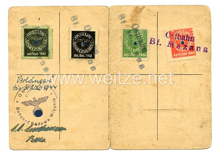 III. Reich - Ostbahn - Kolej Wschodnia Personalausweis für eine Mann Bild 2