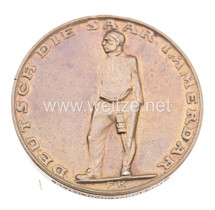 III. Reich - bronzene Erinnerungsmedaille an die Volksabstimmung 13.1.1935  "Deutsch die Saar immerdar" Bild 2