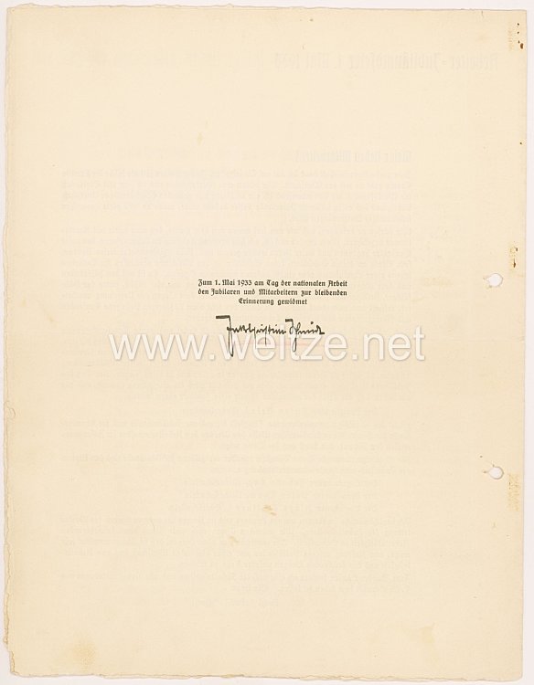 III. Reich - Schmuckblatt zum 1. Mai 1933 am Tag der nationalen Arbeit Bild 2