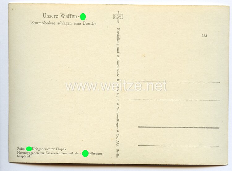 Waffen-SS - Propaganda-Postkarte - " Unsere Waffen-SS " - Sturmpioniere schlagen eine Bresche Bild 2