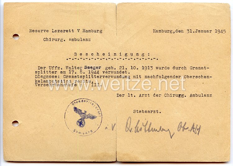 Verwundetenabzeichen in Silber 1939 - Besitzzeugnis Bild 2