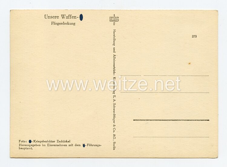 Waffen-SS - Propaganda-Postkarte - " Unsere Waffen-SS " - Fliegerdeckung Bild 2