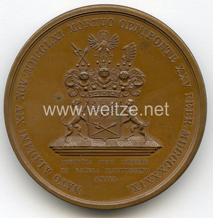 Österreich / K.u.K. Monarchie Nicht tragbare Gedenk-Medaille an den Freiherrn Joseph die Pauli, Edler zu Treuheim anlässlich seines Todes 1839 . Bild 2
